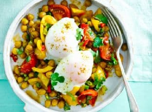 Indian chickpeas with poached eggs
