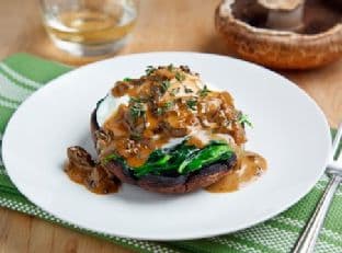 Roasted Portobello Mushroom with Poached Egg in a Creamy Mushroom Sauce