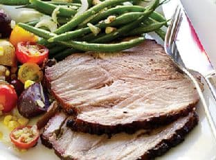 Charcoal-grilled Pork Shoulder with Fresh Herbs and Roasted Garlic