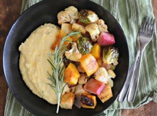 Creamy Rosemary Polenta + Maple Sea Salt Roasted Winter Vegetables