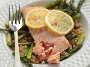 Wild Salmon with Cous Cous and Roasted Asparagus