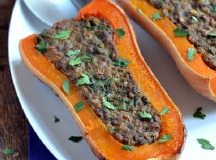 Creamy Lentil Stuffed Butternut Squash