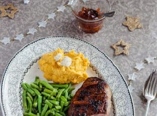 Orange Marmalade and Port Glazed Duck with A Parsnip Pumpkin Truffle Butter Mash