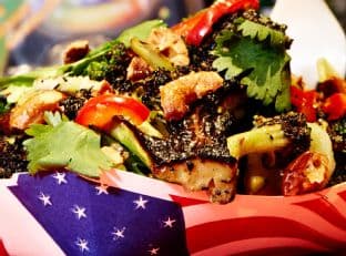 Charred Broccoli Salad with Eggplant Purée