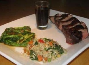Duck Magret With Bok Choy and Vegetable Fried Rice