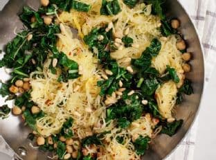 Spaghetti Squash with Chickpeas & Kale